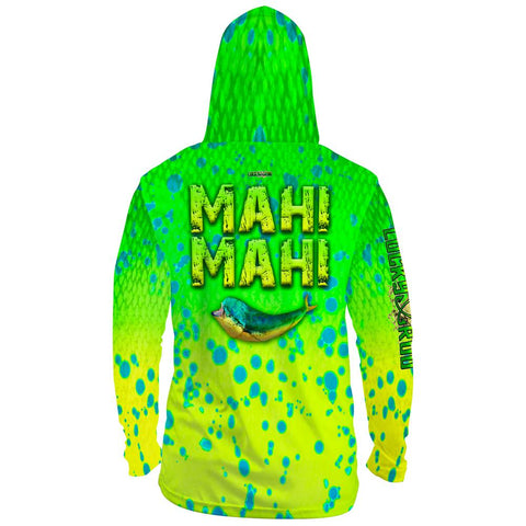 Mahi Attack Mens Performance LS With Hood Allover