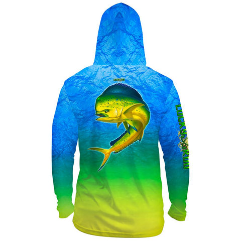 Mahi Nation Mens Performance LS With Hood Allover