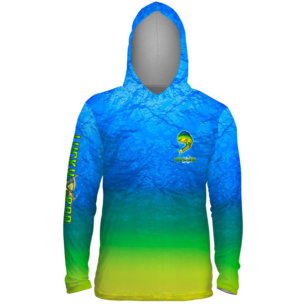 Mahi Nation Mens Performance LS With Hood Allover