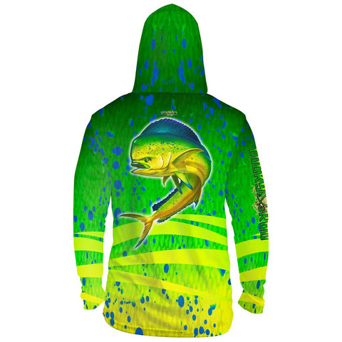 Mahi Fury Mens Performance LS With Hood Allover
