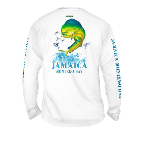 Mahi Splash Flying Fish - Free Stock Art - Mens Performance Long Sleeve Spot Print