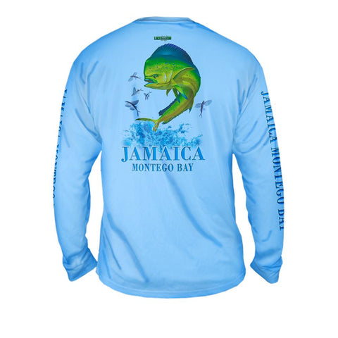 Mahi Splash Flying Fish - Free Stock Art - Mens Performance Long Sleeve Spot Print