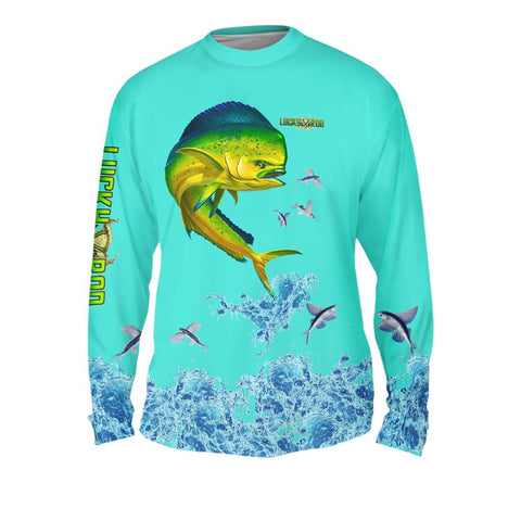 Mahi Splash Flying Fish Mens Performance Long Sleeve Allover