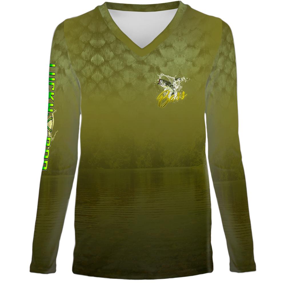 Bass Scales Womens LS V-Neck Allover