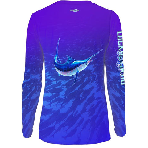 Speed Marlin Womens LS V-Neck Allover