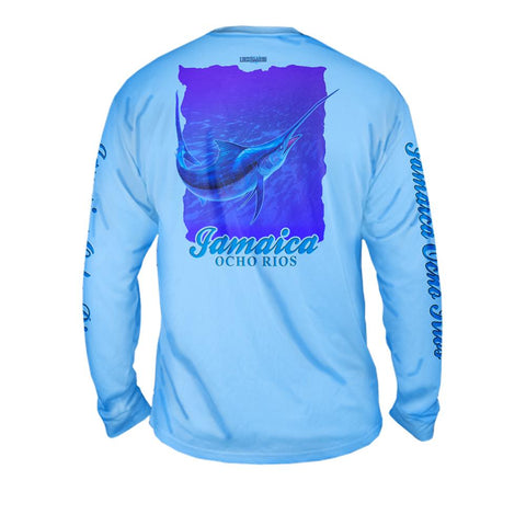 Speed Marlin - Free Stock Art - Mens Performance Long Sleeve Spot Print