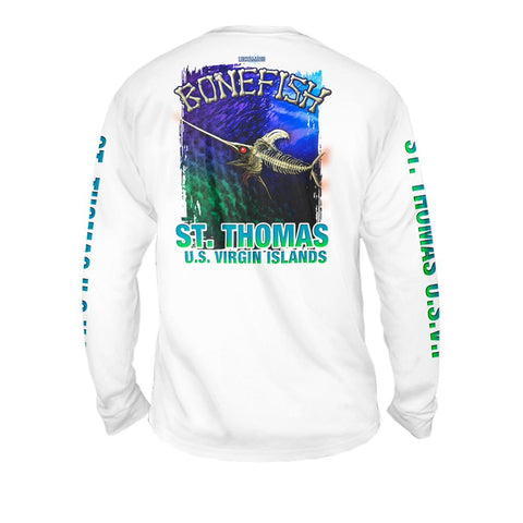 Bone Marlin Dark Night - Free Stock Art - Mens Performance Long Sleeve Spot Print
