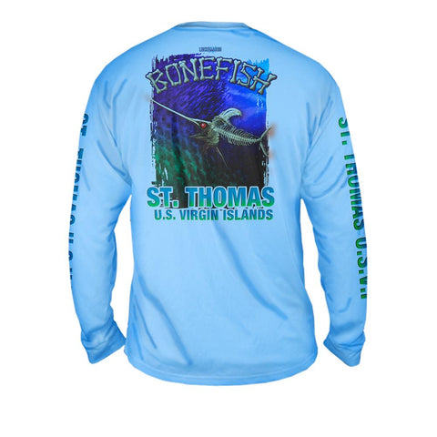 Bone Marlin Dark Night - Free Stock Art - Mens Performance Long Sleeve Spot Print