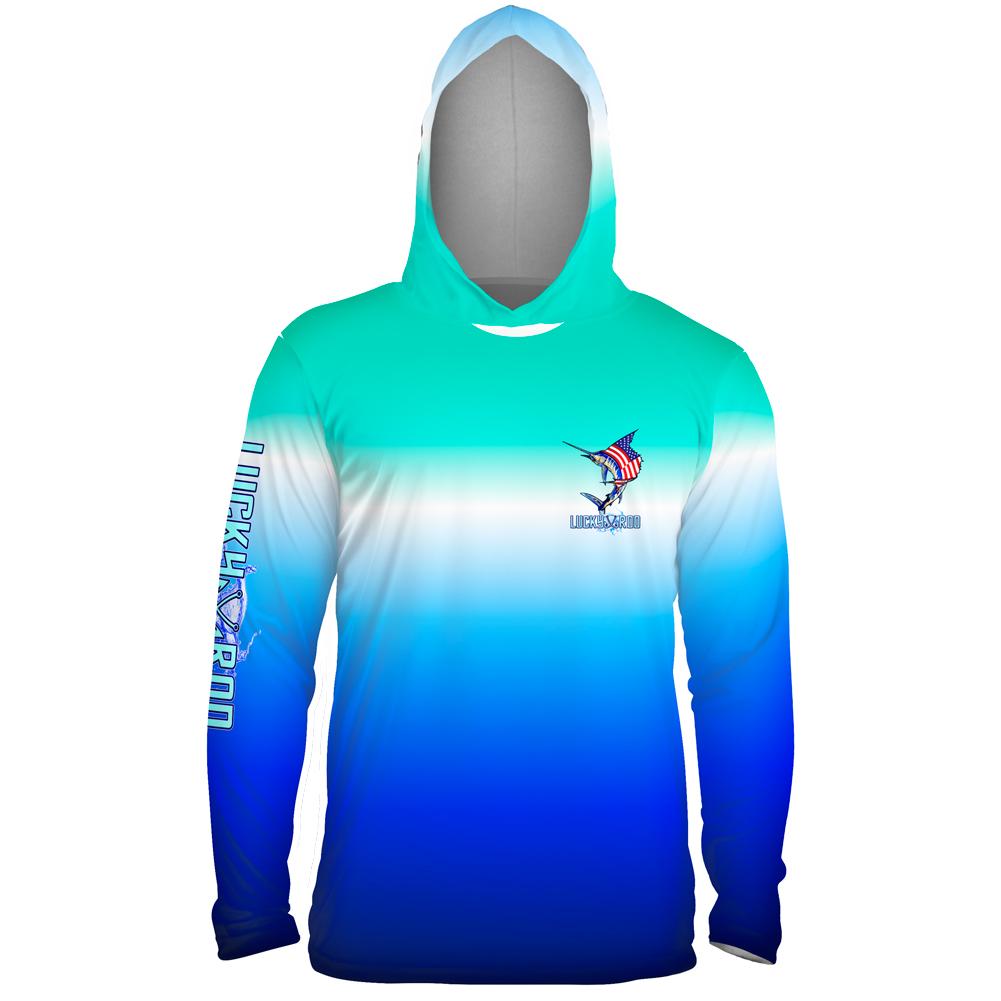 National Marlin Mens Performance LS With Hood Allover
