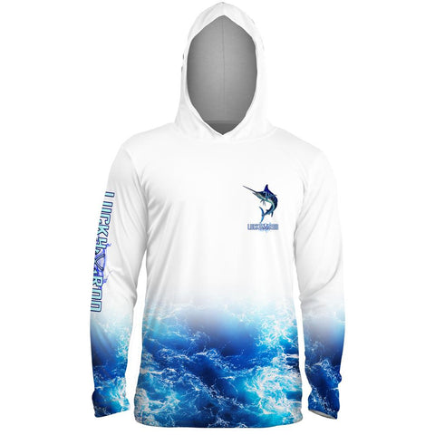 Blue Tiger Marlin Mens Performance LS With Hood
