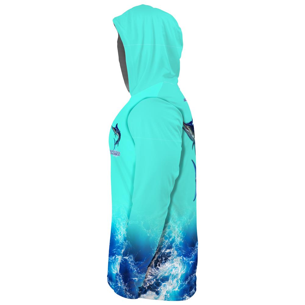 Blue Tiger Marlin Mens Performance LS With Hood