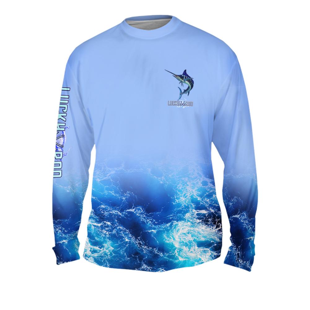 Blue Tiger Marlin Mens Performance Long Sleeve Allover