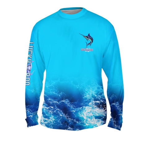 Blue Tiger Marlin Mens Performance Long Sleeve Allover