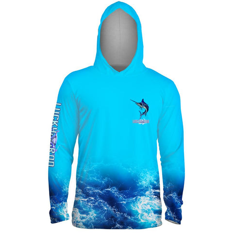 Blue Tiger Marlin Mens Performance LS With Hood