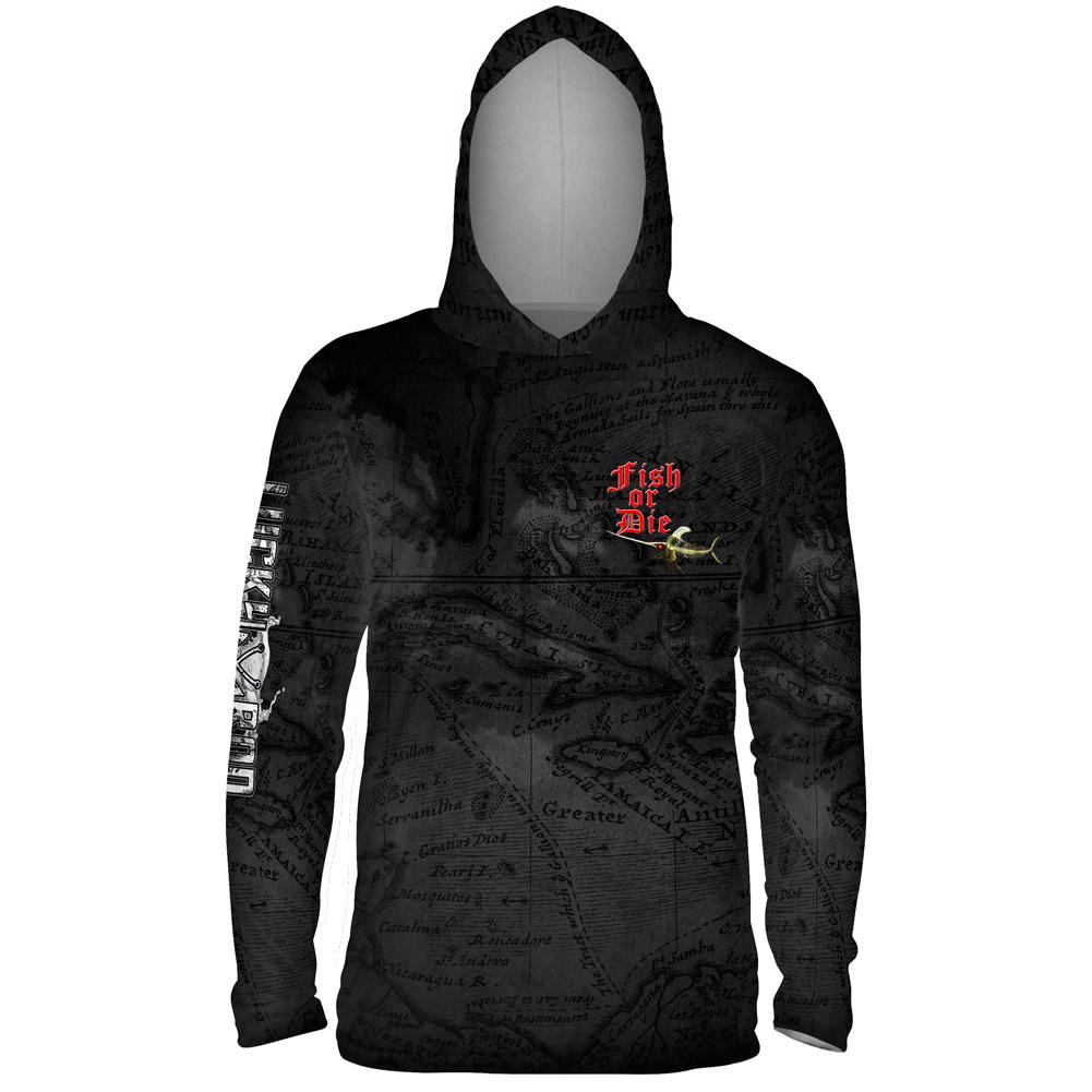 Fish or Die Mens Performance LS With Hood Allover