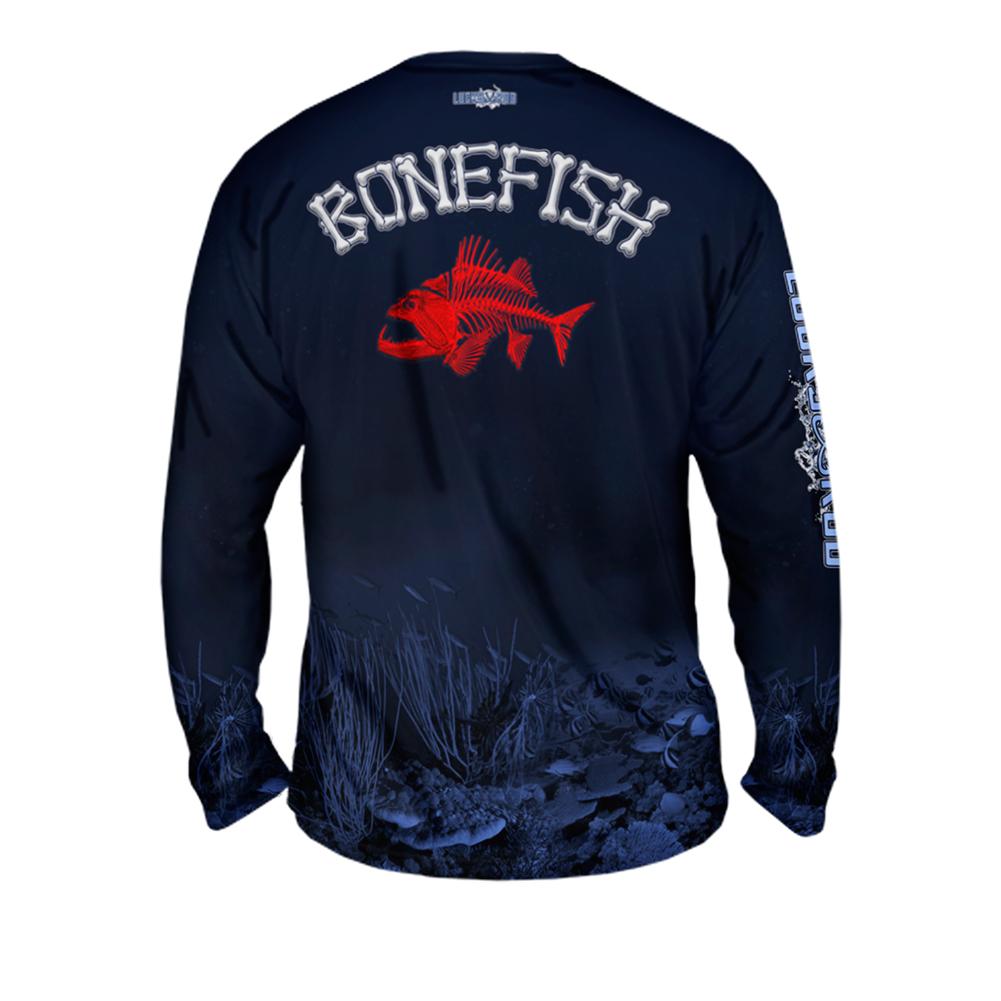 Bonefish Red Mens Performance Long Sleeve Allover