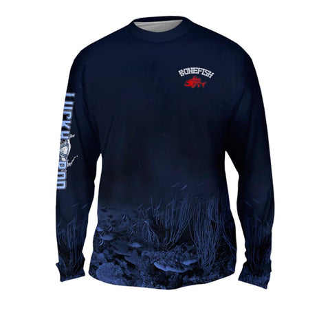 Bonefish Red Mens Performance Long Sleeve Allover