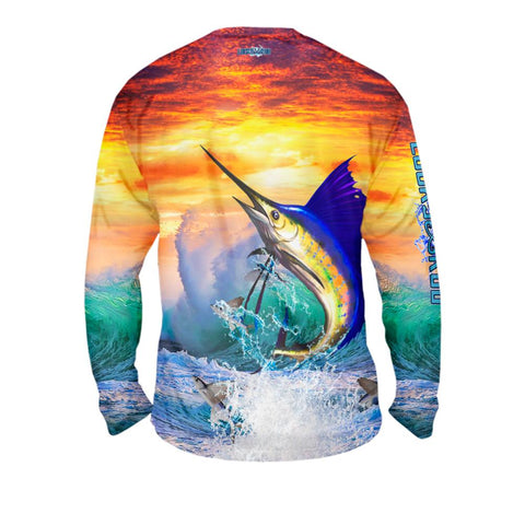 Sailfish Sunset Mens Performance Long Sleeve Allover
