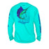 Sailfish Spin Turquise Blue - Free Stock Art - Mens Performance Long Sleeve Spot Print