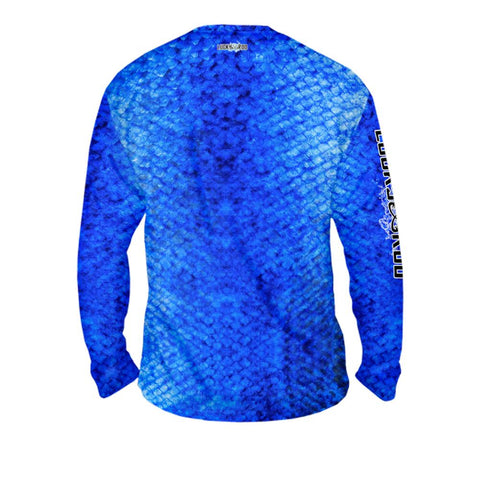 Marlin Skin Blue Mens Performance Long Sleeve Allover