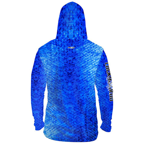 Marlin Skin Blue Mens Performance LS With Hood Allover