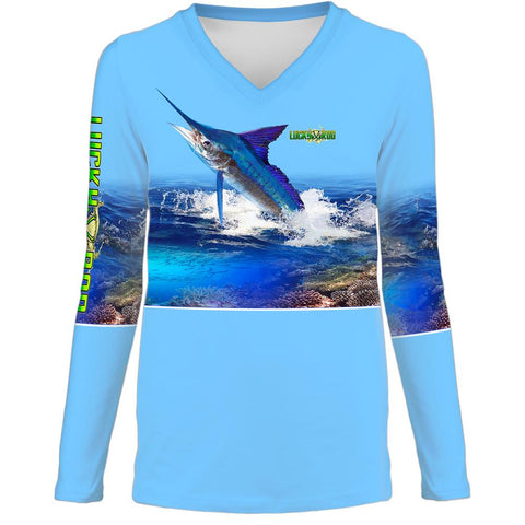 Marlin Reef Womens LS V-Neck