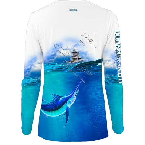 Thril Marlin Womens LS V-Neck Allover