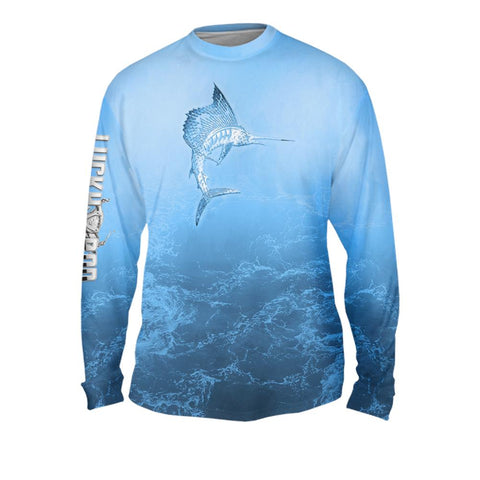 Metalic Marlin Mens Performance Long Sleeve Allover