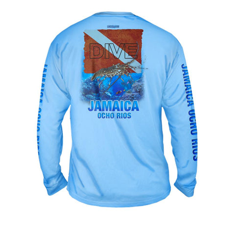 Lobster Dive - Free Stock Art - Mens Performance Long Sleeve Spot Print