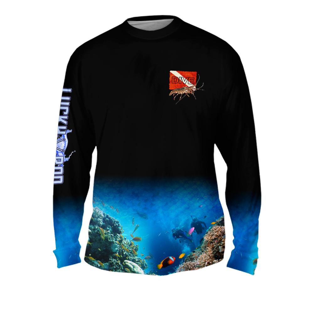 Lobster Dive Mens Performance Long Sleeve Allover
