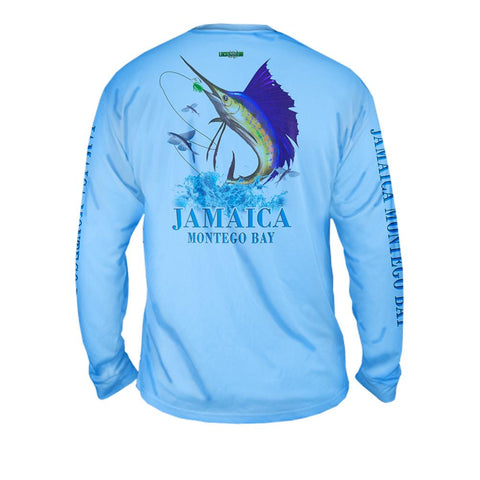 Sailfish Splash White - Free Stock Art - Mens Performance Long Sleeve Spot Print