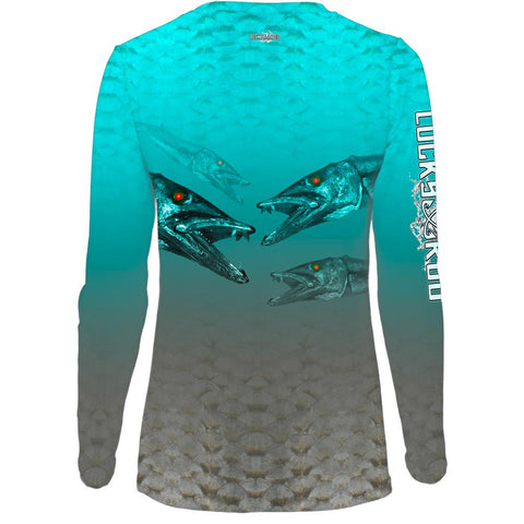 Nasty Barracuda Womens LS V-Neck Allover