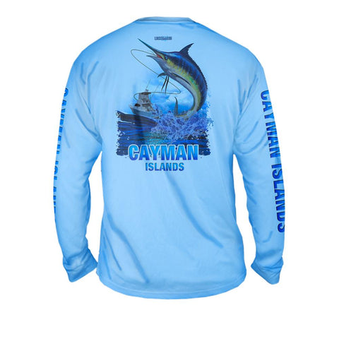 Lucky Day Marlin - Free Stock Art - Mens Performance Long Sleeve Spot Print