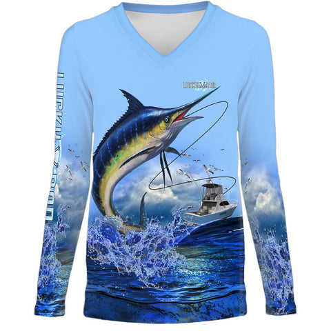 Lucky Day Marlin Womens LS V-Neck