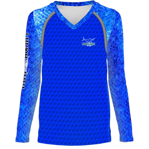 Marlin Fight Shadow Womens LS V-Neck