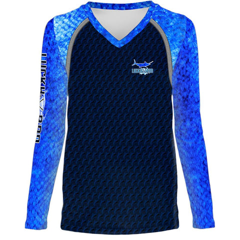 Marlin Fight Shadow Womens LS V-Neck