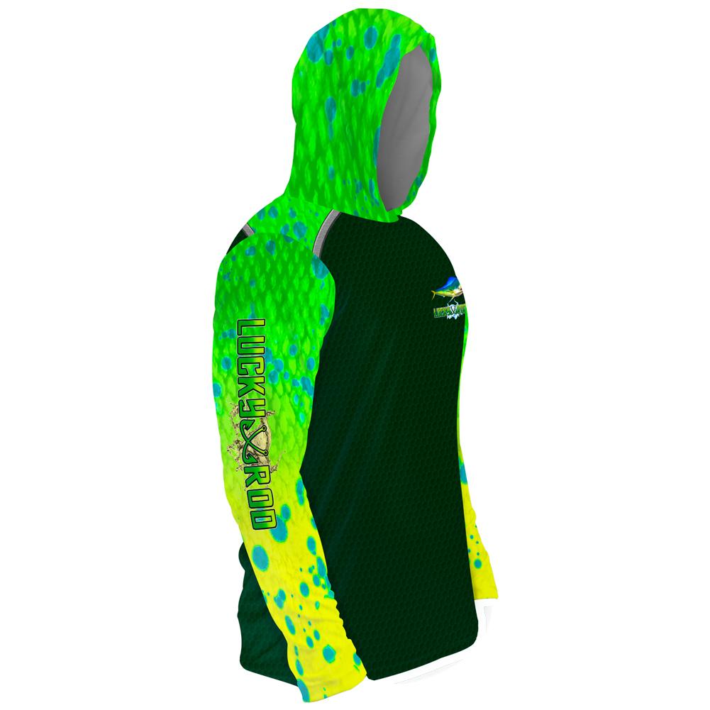 Mahi Fight Shadow Mens Performance LS With Hood Allover