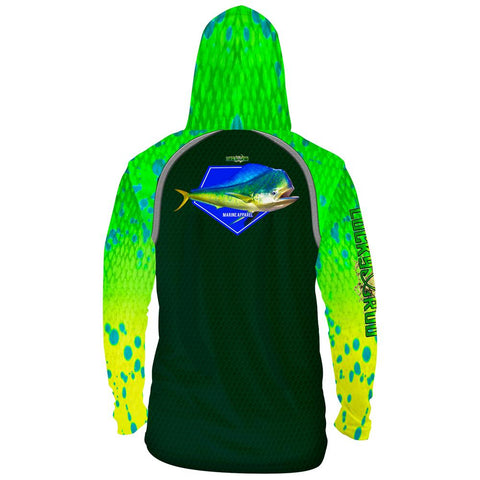 Mahi Fight Shadow Mens Performance LS With Hood Allover