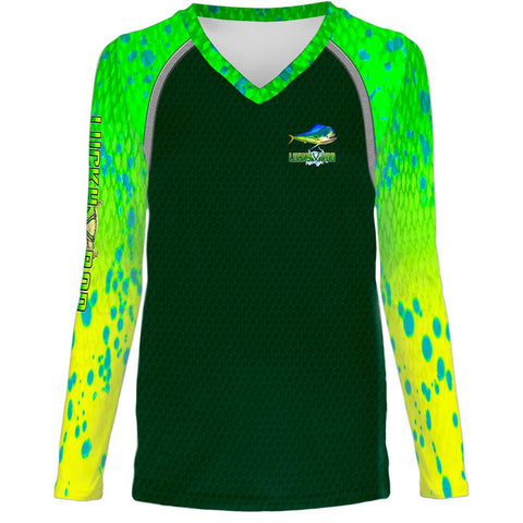 Mahi Fight Shadow Womens LS V-Neck Allover
