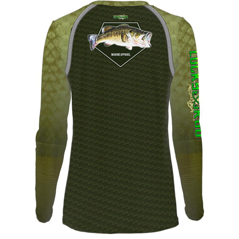 Bass Skin Shadow Womens LS V-Neck Allover