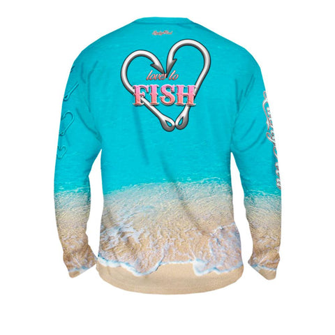 Love To Fish Sand Mens Performance Long Sleeve Allover