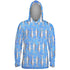 Baby Blue Fish Mens Performance LS With Hood Allover