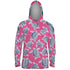 Turtle Shuffle Pink Mens Performance LS With Hood Allover