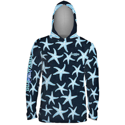 SunStar Navy Mens Performance LS With Hood Allover