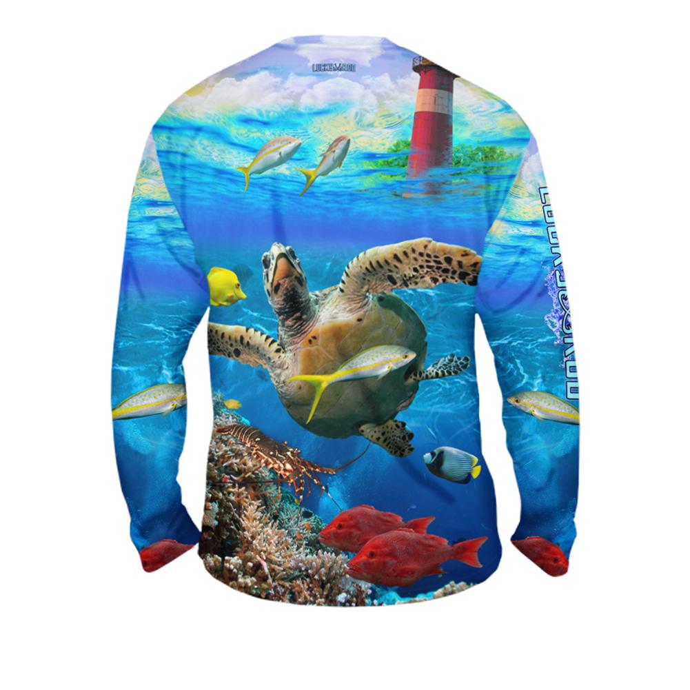 Turtle Lighthouse Mens Performance Long Sleeve Allover