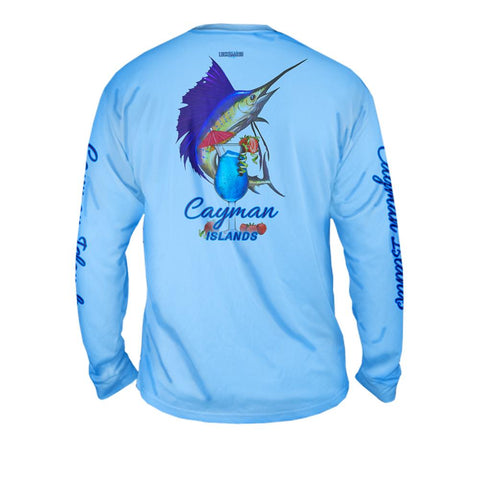 Mahi Drink - Free Stock Art - Mens Performance Long Sleeve Spot Print