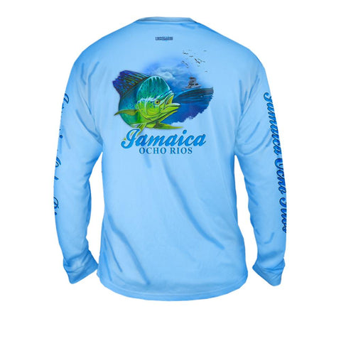 Dorado Wave - Free Stock Art - Mens Performance Long Sleeve Spot Print