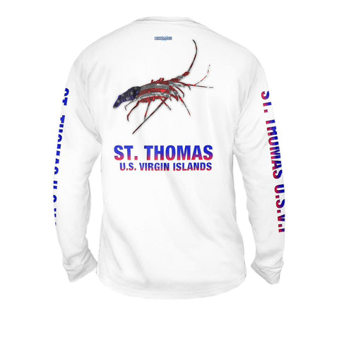 Lobster American Flag - Free Stock Art - Mens Performance Long Sleeve Spot Print