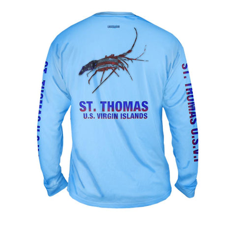 Lobster American Flag - Free Stock Art - Mens Performance Long Sleeve Spot Print