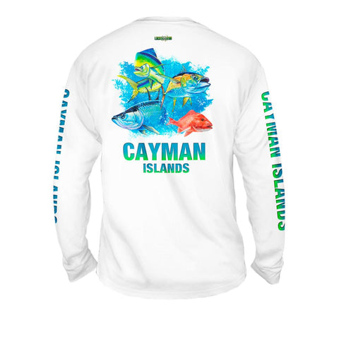 Ocean Splash Multi Fish - Free Stock Art - Mens Performance Long Sleeve Spot Print